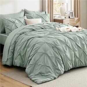 Queen Comforter Set Sage Green - Bed in a Bag Queen Size 7 Pieces